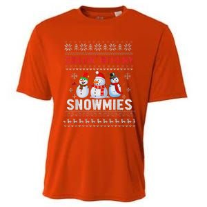 Chillin With My Snowmies Ugly Christmas Snowman Funny Cooling Performance Crew T-Shirt