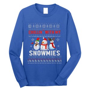 Chillin With My Snowmies Ugly Christmas Snowman Funny Long Sleeve Shirt