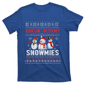 Chillin With My Snowmies Ugly Christmas Snowman Funny T-Shirt