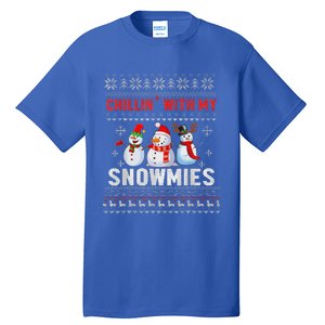 Chillin With My Snowmies Ugly Christmas Snowman Funny Tall T-Shirt