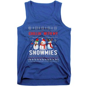 Chillin With My Snowmies Ugly Christmas Snowman Funny Tank Top