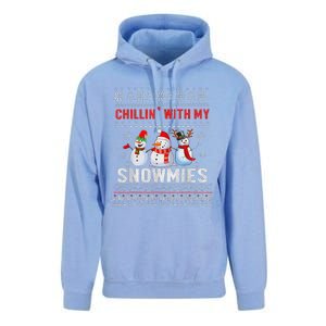 Chillin With My Snowmies Ugly Christmas Snowman Funny Unisex Surf Hoodie