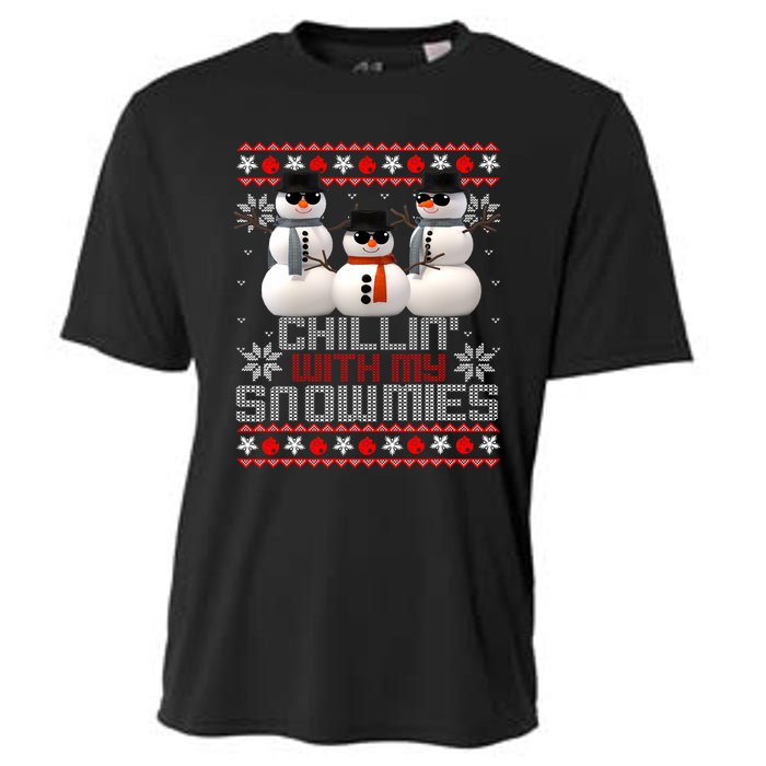 Chillin With My Snowmies Ugly Christmas Xmas Snowman Cooling Performance Crew T-Shirt