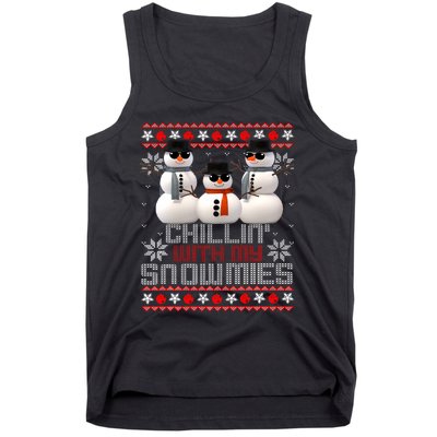 Chillin With My Snowmies Ugly Christmas Xmas Snowman Tank Top