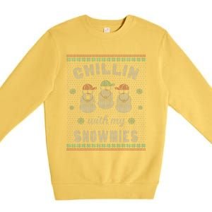 Chillin With My Snowmies Ugly Christmas Snowman Gift Premium Crewneck Sweatshirt