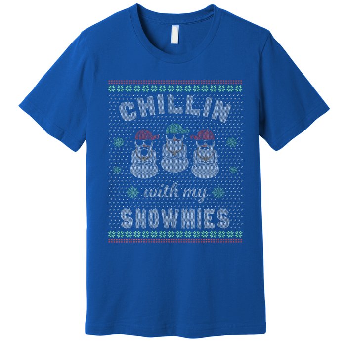 Chillin With My Snowmies Ugly Christmas Snowman Gift Premium T-Shirt