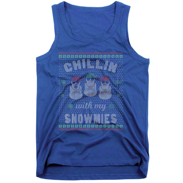 Chillin With My Snowmies Ugly Christmas Snowman Gift Tank Top