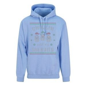 Chillin With My Snowmies Ugly Christmas Snowman Gift Unisex Surf Hoodie