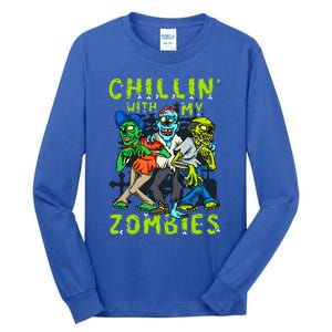 Chillin With My Zombies Halloween Funny Tall Long Sleeve T-Shirt