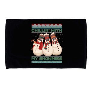 Chillin With My Snowmies Xmas Snowman Microfiber Hand Towel