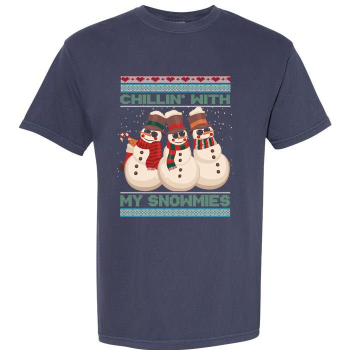 Chillin With My Snowmies Xmas Snowman Garment-Dyed Heavyweight T-Shirt