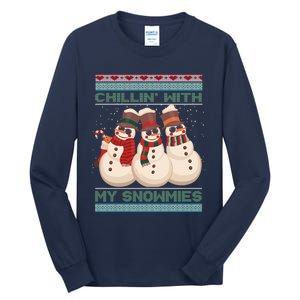 Chillin With My Snowmies Xmas Snowman Tall Long Sleeve T-Shirt