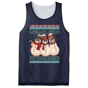 Chillin With My Snowmies Xmas Snowman Mesh Reversible Basketball Jersey Tank