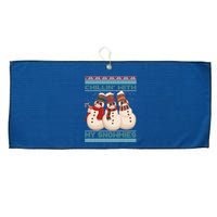 Chillin With My Snowmies Xmas Snowman Large Microfiber Waffle Golf Towel