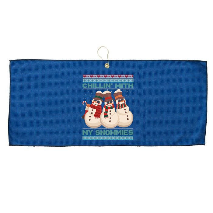 Chillin With My Snowmies Xmas Snowman Large Microfiber Waffle Golf Towel