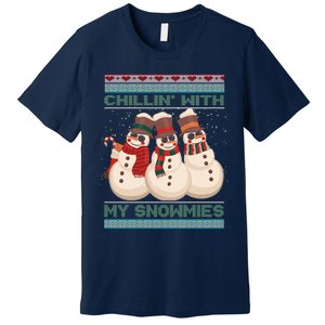 Chillin With My Snowmies Xmas Snowman Premium T-Shirt