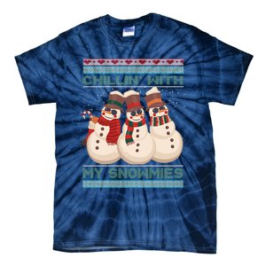 Chillin With My Snowmies Xmas Snowman Tie-Dye T-Shirt