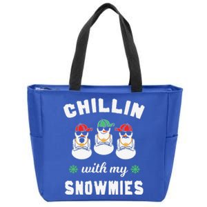 Chillin With My Snowmies Ugly Christmas Snowman Zip Tote Bag