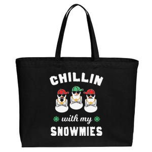 Chillin With My Snowmies Ugly Christmas Snowman Cotton Canvas Jumbo Tote