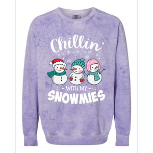 Chillin With My Snowmie Christmas Snow Teacher Snow Gift Colorblast Crewneck Sweatshirt