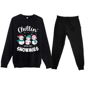 Chillin With My Snowmie Christmas Snow Teacher Snow Gift Premium Crewneck Sweatsuit Set