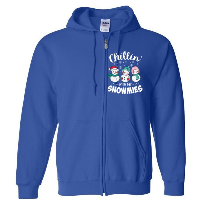 Chillin With My Snowmie Christmas Snow Teacher Snow Gift Full Zip Hoodie