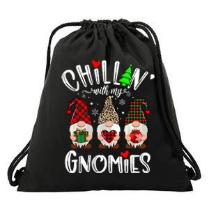 Chillin With My Gnomies Christmas Gnome Family Matching Xmas Drawstring Bag