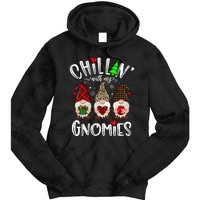 Chillin With My Gnomies Christmas Gnome Family Matching Xmas Tie Dye Hoodie