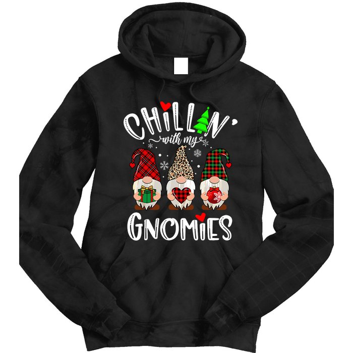 Chillin With My Gnomies Christmas Gnome Family Matching Xmas Tie Dye Hoodie