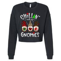 Chillin With My Gnomies Christmas Gnome Family Matching Xmas Cropped Pullover Crew