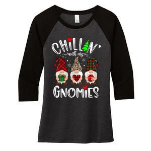 Chillin With My Gnomies Christmas Gnome Family Matching Xmas Women's Tri-Blend 3/4-Sleeve Raglan Shirt