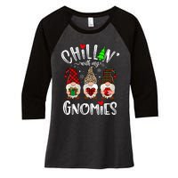 Chillin With My Gnomies Christmas Gnome Family Matching Xmas Women's Tri-Blend 3/4-Sleeve Raglan Shirt