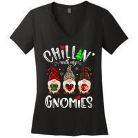 Chillin With My Gnomies Christmas Gnome Family Matching Xmas Women's V-Neck T-Shirt