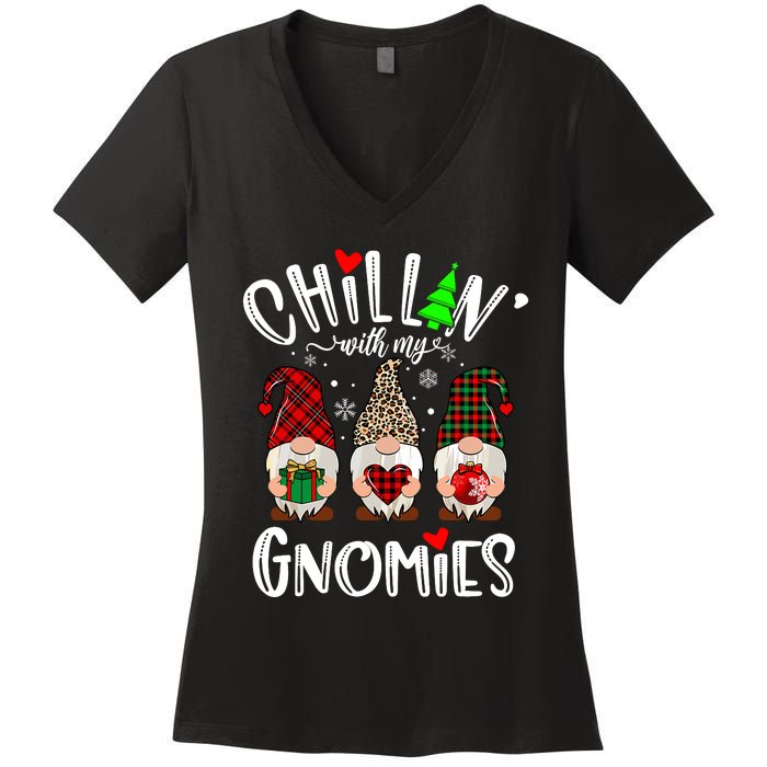 Chillin With My Gnomies Christmas Gnome Family Matching Xmas Women's V-Neck T-Shirt