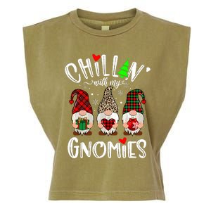 Chillin With My Gnomies Christmas Gnome Family Matching Xmas Garment-Dyed Women's Muscle Tee