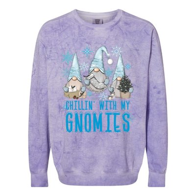 Chillin With My Gnomies Winter Snowflake Funny Gnome Gift Colorblast Crewneck Sweatshirt