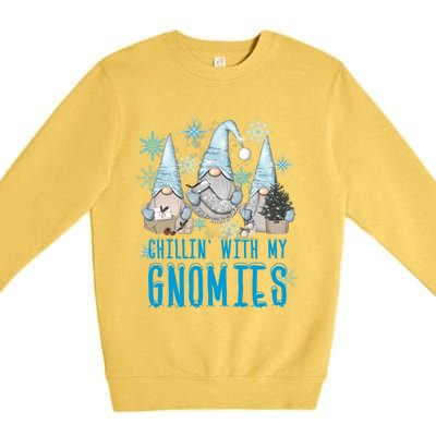 Chillin With My Gnomies Winter Snowflake Funny Gnome Gift Premium Crewneck Sweatshirt