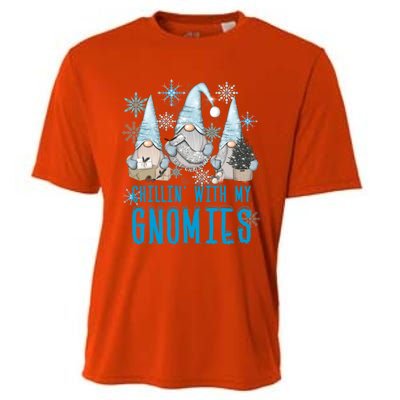 Chillin With My Gnomies Winter Snowflake Funny Gnome Gift Cooling Performance Crew T-Shirt