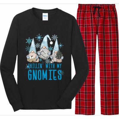 Chillin With My Gnomies Winter Snowflake Funny Gnome Gift Long Sleeve Pajama Set