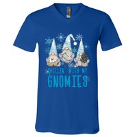 Chillin With My Gnomies Winter Snowflake Funny Gnome Gift V-Neck T-Shirt