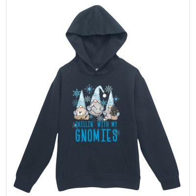 Chillin With My Gnomies Winter Snowflake Funny Gnome Gift Urban Pullover Hoodie