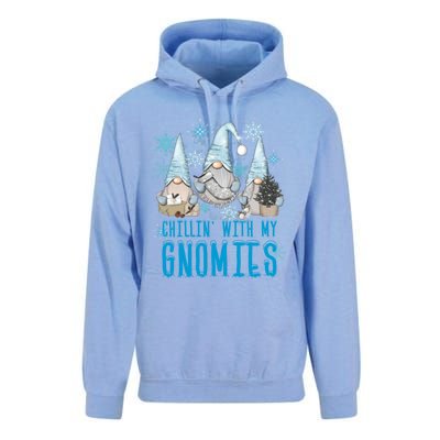 Chillin With My Gnomies Winter Snowflake Funny Gnome Gift Unisex Surf Hoodie