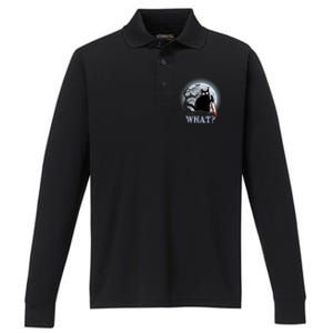 Cat What? Murderous Black Cat With Knife Halloween Funny Cat Lovers Performance Long Sleeve Polo