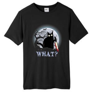 Cat What? Murderous Black Cat With Knife Halloween Funny Cat Lovers Tall Fusion ChromaSoft Performance T-Shirt