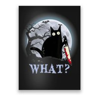 Cat What? Murderous Black Cat With Knife Halloween Funny Cat Lovers Poster