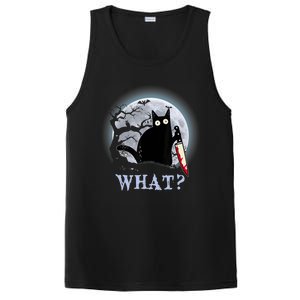 Cat What? Murderous Black Cat With Knife Halloween Funny Cat Lovers PosiCharge Competitor Tank