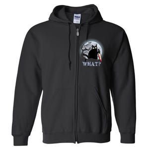 Cat What? Murderous Black Cat With Knife Halloween Funny Cat Lovers Full Zip Hoodie