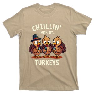 Chillin With My Turkeys Funny Thanksgiving Micro Turkeys T-Shirt