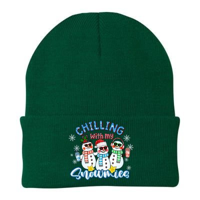 Chillin With My Snowmies Santa Snowman Gift Ugly Christmas Knit Cap Winter Beanie