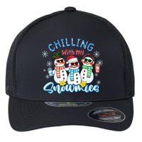 Chillin With My Snowmies Santa Snowman Gift Ugly Christmas Flexfit Unipanel Trucker Cap